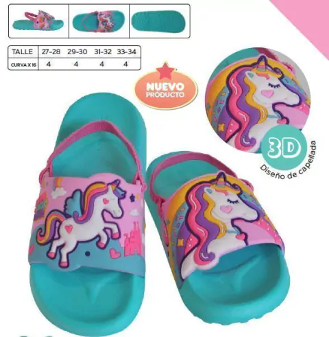 Zueco de goma abierto infantil Unicornios