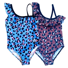 Malla Enteriza Animal Print con volados
