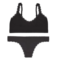 Conjunto Corpiño Y Colaless Aretha Confort Lycra Puntilla