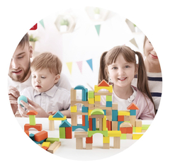juego Balde de bloques de madera 100 pc phoohi - comprar online
