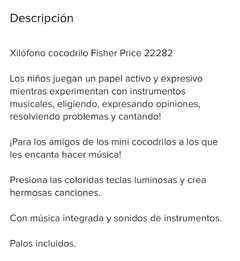 Xilófono Cocodrilo Fisher Price Melodias Y Luces 22282 - comprar online