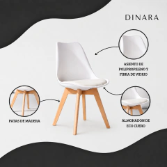 Mesa Eames redonda de vidrio + 4 sillas Tulip - Dinara Home