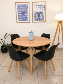 Combo Mesa Paraíso redonda + 4 Sillas Tulip - Dinara Home