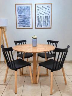 Mesa Paraíso Cruz redonda + 4 sillas Windsor - Dinara Home