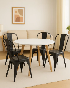 Mesa Escandinava Redonda + 4 sillas Tolix - comprar online