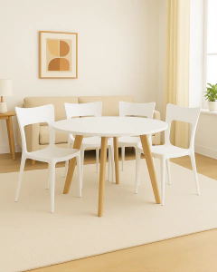 Mesa Escandinava Redonda + 4 sillas Verona - comprar online