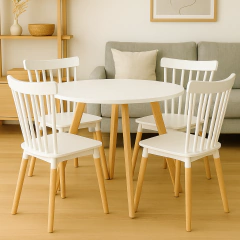 Mesa Escandinava Redonda + 4 sillas Windsor - comprar online