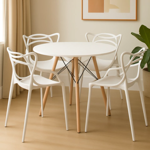 Mesa Eames redonda + 4 sillas Master - comprar online