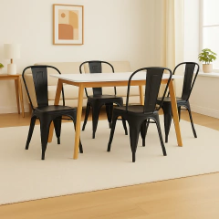 Mesa Escandinava + 4 Sillas Tolix PVC Negras - comprar online