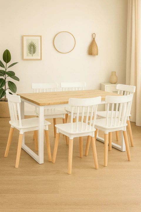 Mesa Industrial + 6 sillas Windsor - comprar online