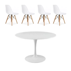 Mesa Tulip redonda de 70cm + 4 sillas Eames