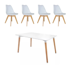 Mesa Eames + 4 sillas Tulip