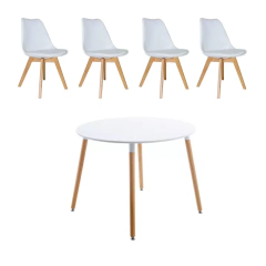 Mesa Nordica redonda + 4 sillas Tulip