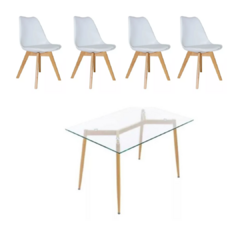 Mesa Tulip Vidrio + 4 sillas Tulip