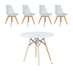 Mesa Eames Redonda + 4 sillas Tulip