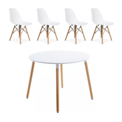 Mesa Nordica redonda + 4 sillas Eames