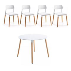 Mesa Nordica redonda + 4 sillas Milan