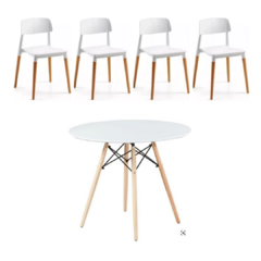 Mesa Eames Redonda + 4 sillas Milan