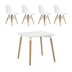 Mesa Eames cuadrada + 4 sillas Eames