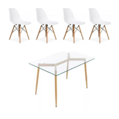 Mesa Tulip Vidrio + 4 sillas Eames
