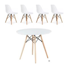 Mesa Eames Redonda + 4 sillas Eames