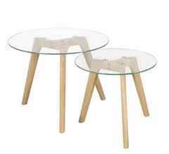 Mesa ratona doble redonda vidrio