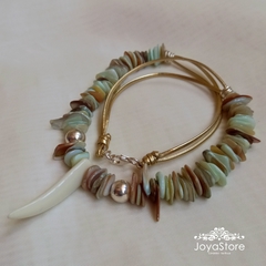COLLAR DE NACAR Y CUERO en internet