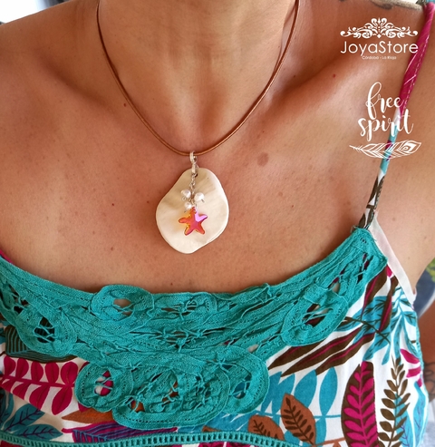 dije boho, caracol, swarovski