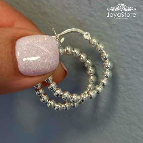 aros de plata argolla bolitas