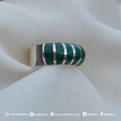 anillo de plata y malaquita