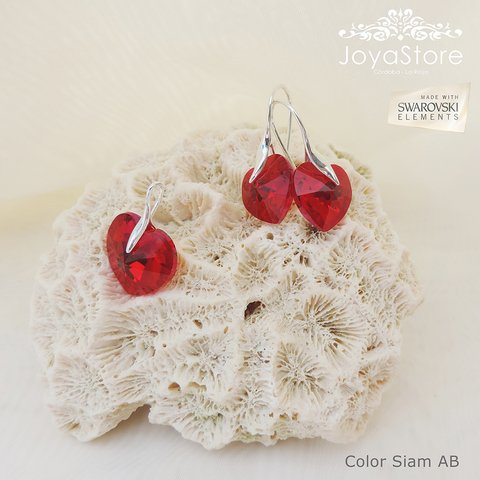 Conjunto Aros y Dije Corazón Cristal 18mm SW