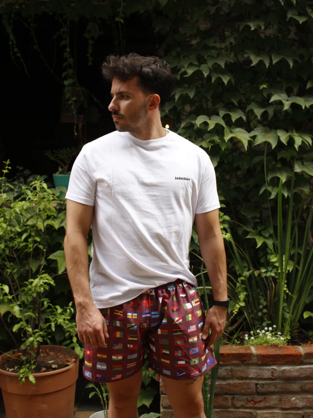 Short de malla de hombre Banderas burdo de Indochina Designs