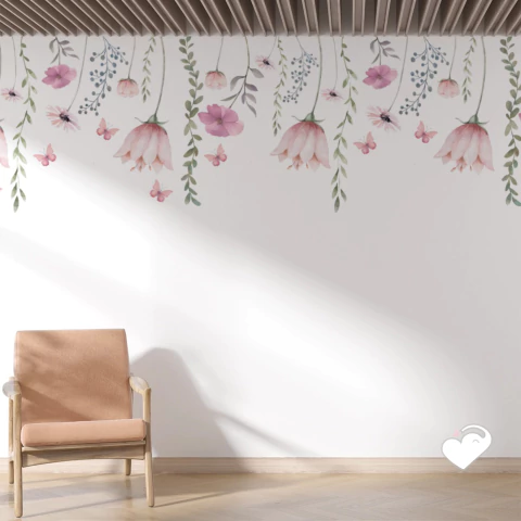 Adesivo Jardim Cascata Flores sem fundo - comprar online