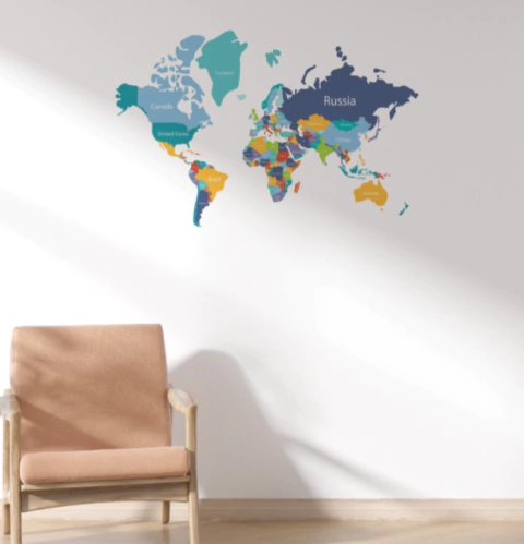 Adesivo mapa Mundi - comprar online