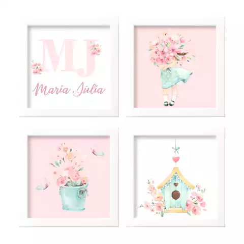 Kit Quadros - Jardim flores