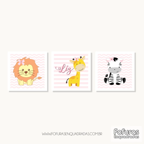 Kit Quadros Menina Safari