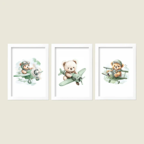 Kit Quadros decorativos Menino Ursinho