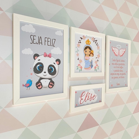 Kit Quadros Menina Panda e Nossa Senhora