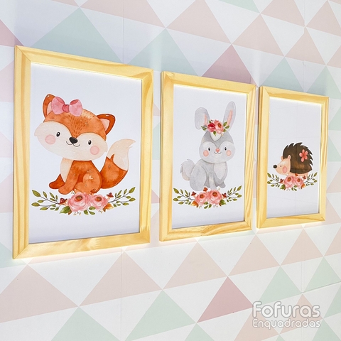 Kit Quadros Menina Bosque