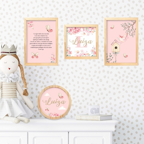 Combo Quadros Menina Jardim e Porta Maternidade