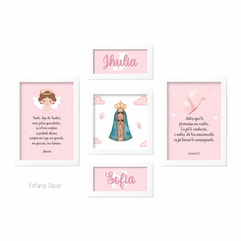Kit Quadros Irmãs Borboletas e Nossa Senhora Aparecida