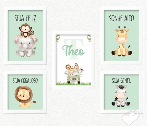 Kit Quadros decorativos Menino Safari com moldura - comprar online