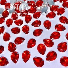 GOTA GRANDE - GEMA ROJO ENGARZADA - 10 X 14MM (COD:458) - comprar online
