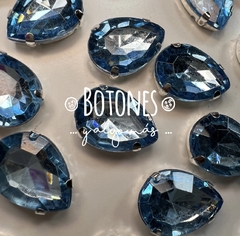 GOTA GRANDE XXL - GEMA ENGARZADA CELESTE- 13 X 18MM (COD: 2802) AZUL CLARO
