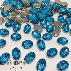 GEMA OVAL CELESTE ENGARZADA - 10 X 14 MM (COD:942) - comprar online