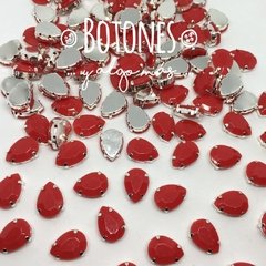 GOTA GRANDE- GEMA ROJA ENGARZADA-10x14mm (Cod:843)