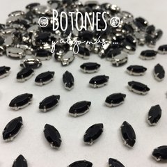 NAVETTE MINI-GEMA NEGRA ENGARZADA- 5x10mm- (Cod:890) NLT