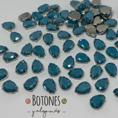GOTA GRANDE- GEMA AZUL RESINA MOKA ENGARZADA - 10 X 14MM (COD:593) RS MK - comprar online