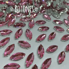 NAVETTE-GEMA ROSA ENGARZADA- 7 X15MM- (COD:423)