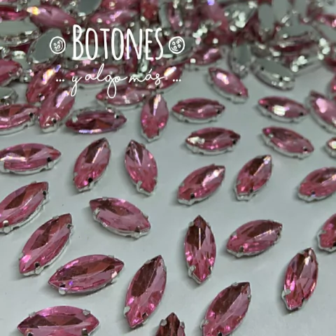 NAVETTE-GEMA ROSA ENGARZADA- 7 X15MM- (COD:423)